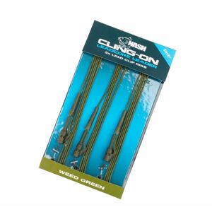 Nash Montáž Cling-On Leadcore Lead Clip Leaders 45lb 3ks - Weed 1m