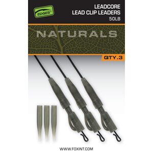Fox Montáž Edges Naturals Leadcore Power Grip Lead Clip Leaders 3ks