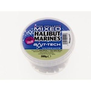 Bait-Tech Pelety Pre-Drilled Halibut Marine Hookers mixed 300g
